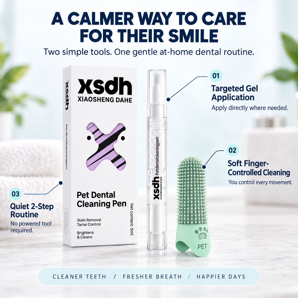 SmilePaws CalmClean dental gel pen and soft silicone finger cleaner